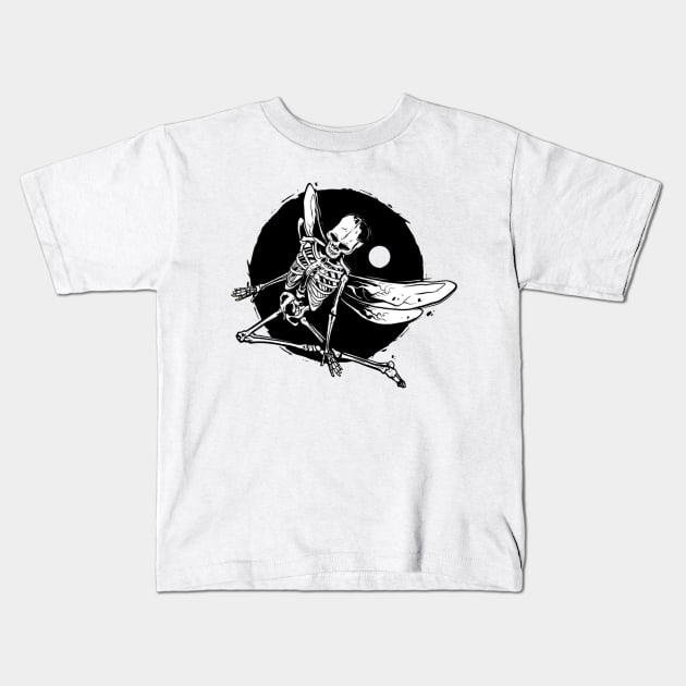 Winged Skeleton Grunge Kids T-Shirt by mehdime